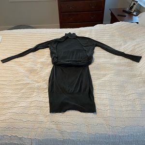Charcoal sweater dress (open back)